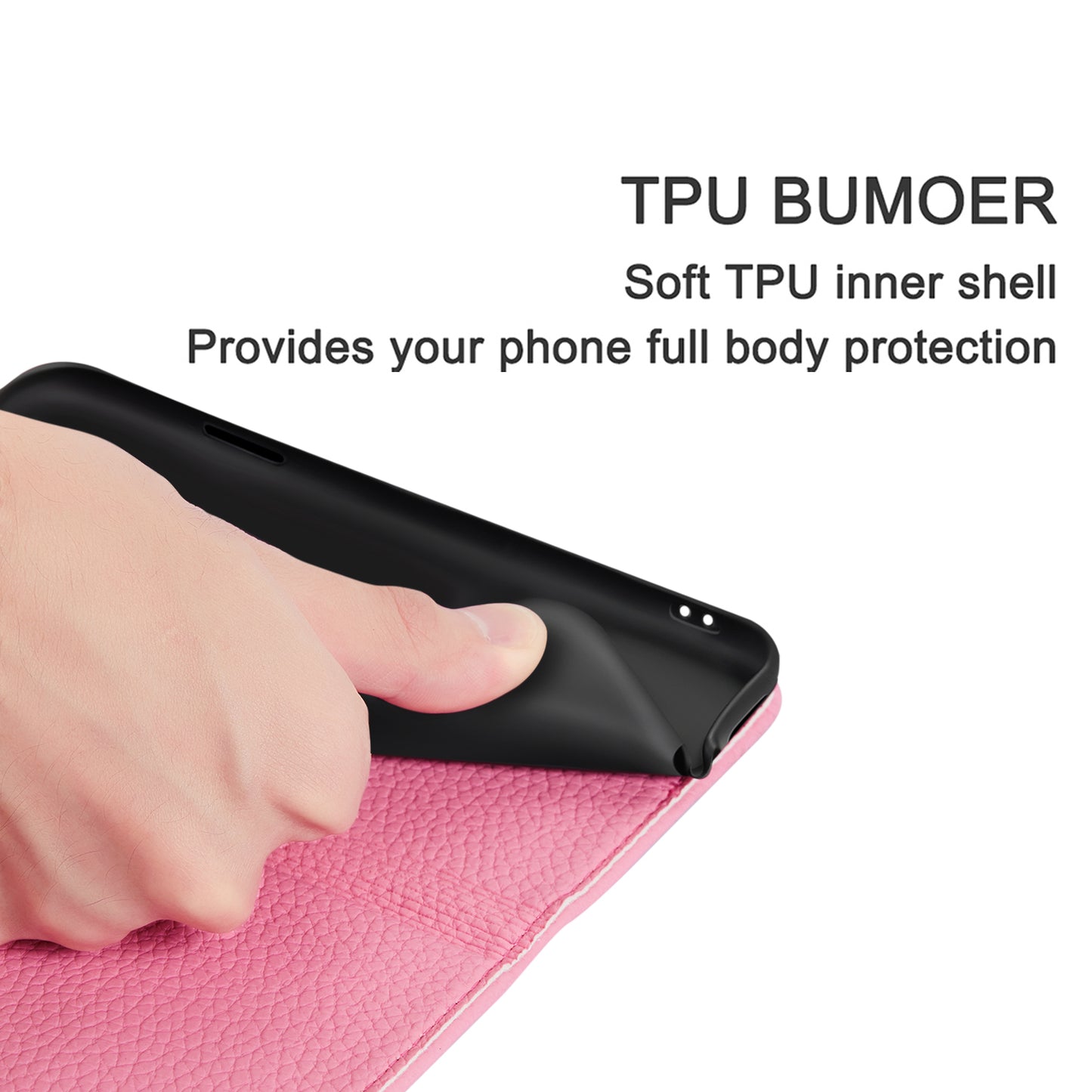 Metal Buckle Auto-absorbed Leather Case Litchi Texture Phone Shell with Card Holder for iPhone 13 Pro 6.1 inch