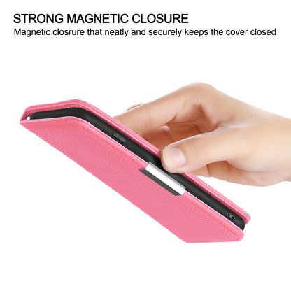 Metal Buckle Auto-absorbed Leather Case Litchi Texture Phone Shell with Card Holder for iPhone 13 Pro 6.1 inch