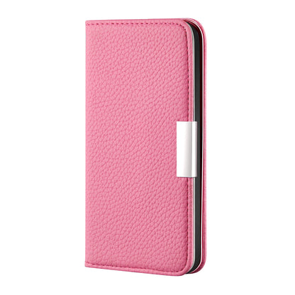 Metal Buckle Auto-absorbed Leather Case Litchi Texture Phone Shell with Card Holder for iPhone 13 Pro 6.1 inch