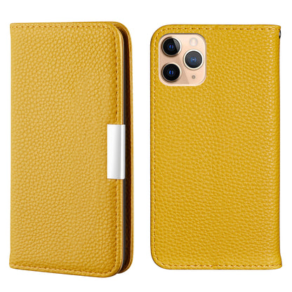Metal Buckle Auto-absorbed Leather Case Litchi Texture Phone Shell with Card Holder for iPhone 13 Pro 6.1 inch