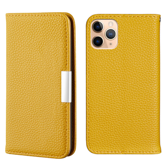 Metal Buckle Auto-absorbed Leather Case Litchi Texture Phone Shell with Card Holder for iPhone 13 Pro 6.1 inch