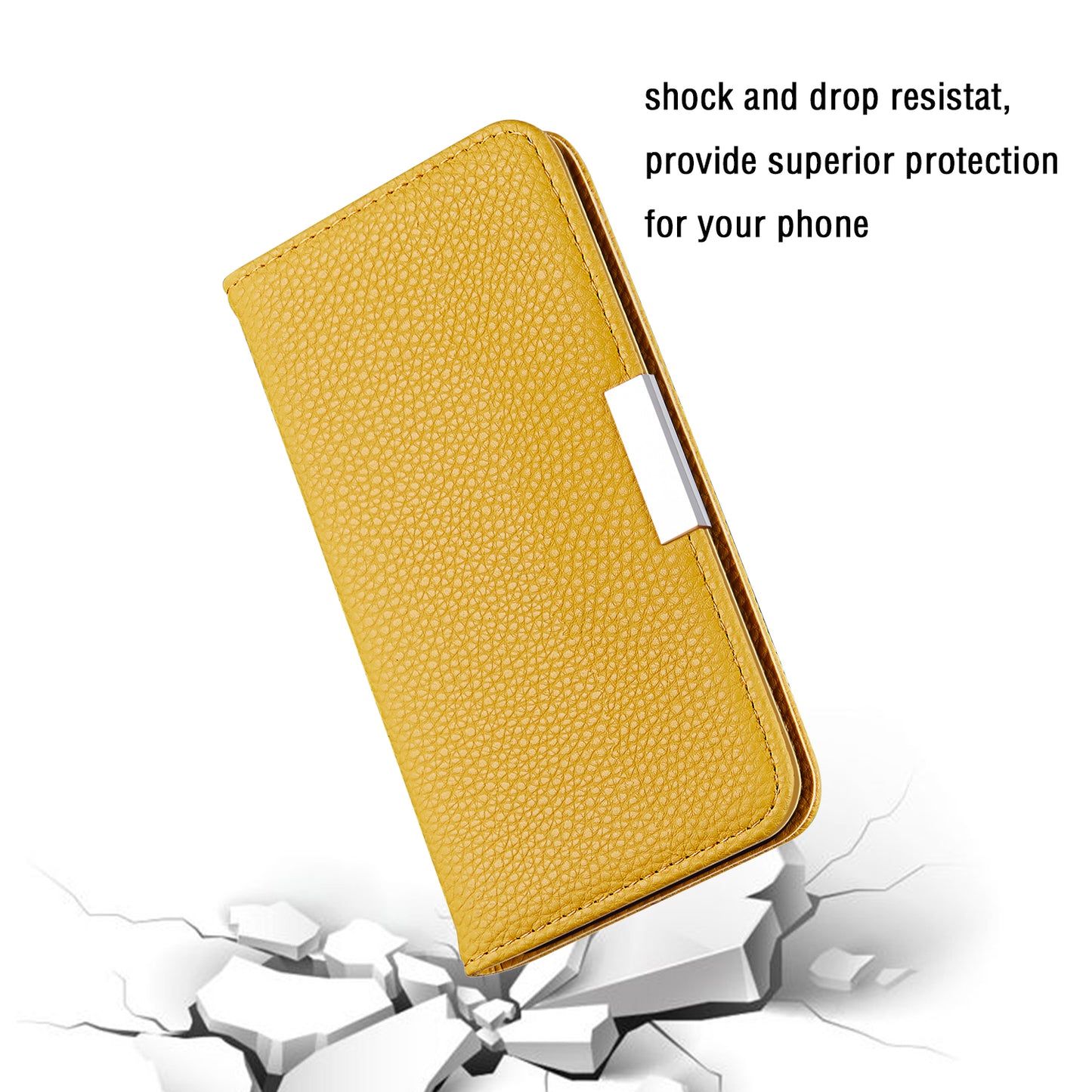 Metal Buckle Auto-absorbed Leather Case Litchi Texture Phone Shell with Card Holder for iPhone 13 Pro 6.1 inch