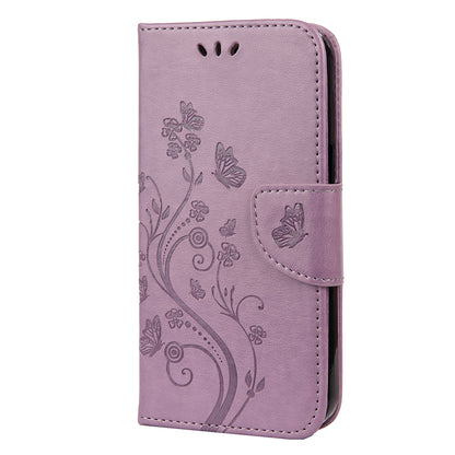 All-round protective Butterfly Flower Imprint Leather Wallet Phone Stand Case for iPhone 13 Pro 6.1 inch