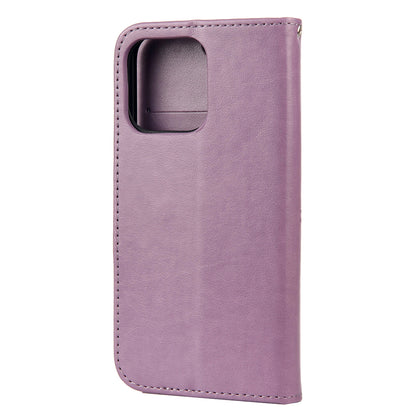 All-round protective Butterfly Flower Imprint Leather Wallet Phone Stand Case for iPhone 13 Pro 6.1 inch