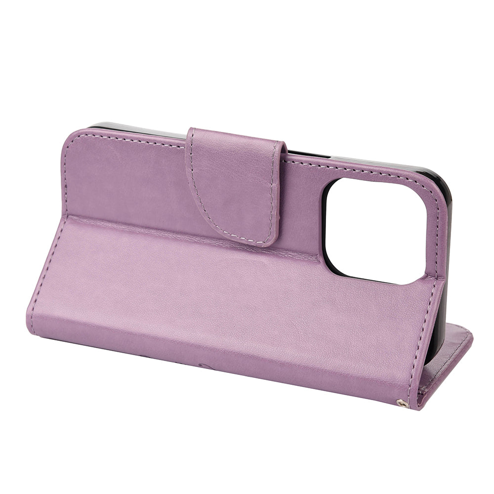 All-round protective Butterfly Flower Imprint Leather Wallet Phone Stand Case for iPhone 13 Pro 6.1 inch