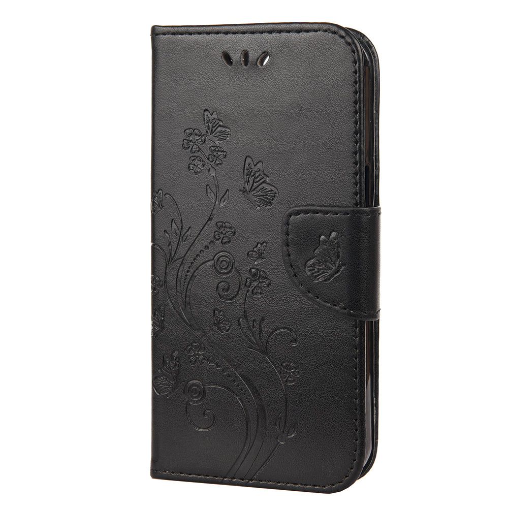 All-round protective Butterfly Flower Imprint Leather Wallet Phone Stand Case for iPhone 13 Pro 6.1 inch