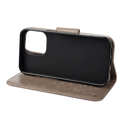 All-round protective Butterfly Flower Imprint Leather Wallet Phone Stand Case for iPhone 13 Pro 6.1 inch