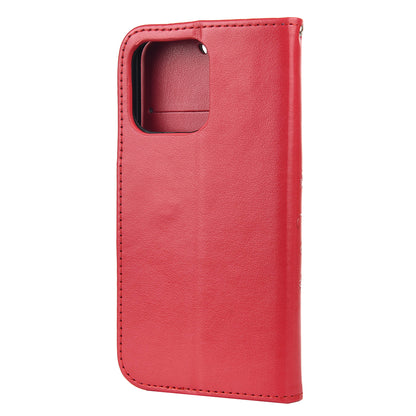 All-round protective Butterfly Flower Imprint Leather Wallet Phone Stand Case for iPhone 13 Pro 6.1 inch