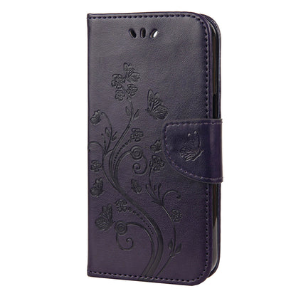 All-round protective Butterfly Flower Imprint Leather Wallet Phone Stand Case for iPhone 13 Pro 6.1 inch