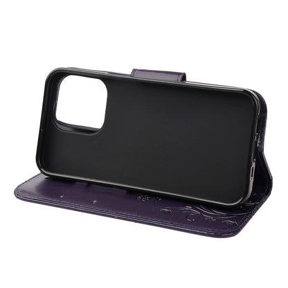 All-round protective Butterfly Flower Imprint Leather Wallet Phone Stand Case for iPhone 13 Pro 6.1 inch