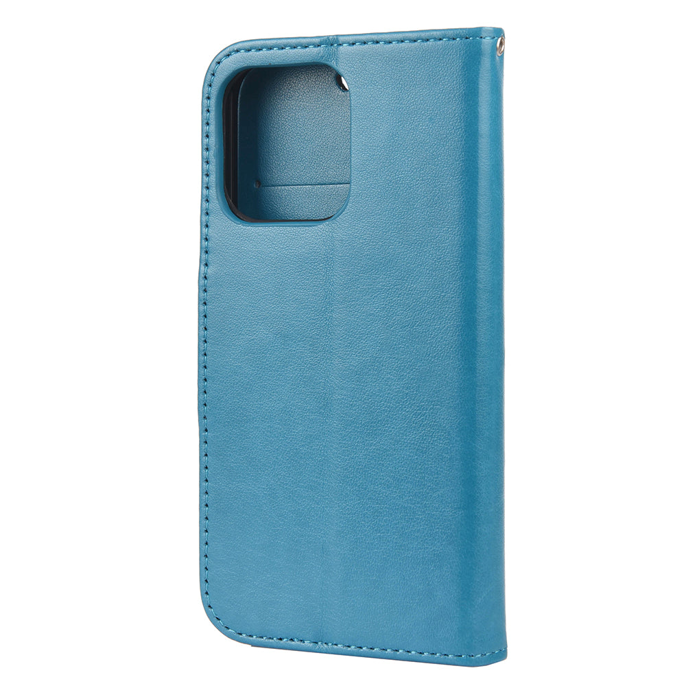 All-round protective Butterfly Flower Imprint Leather Wallet Phone Stand Case for iPhone 13 Pro 6.1 inch
