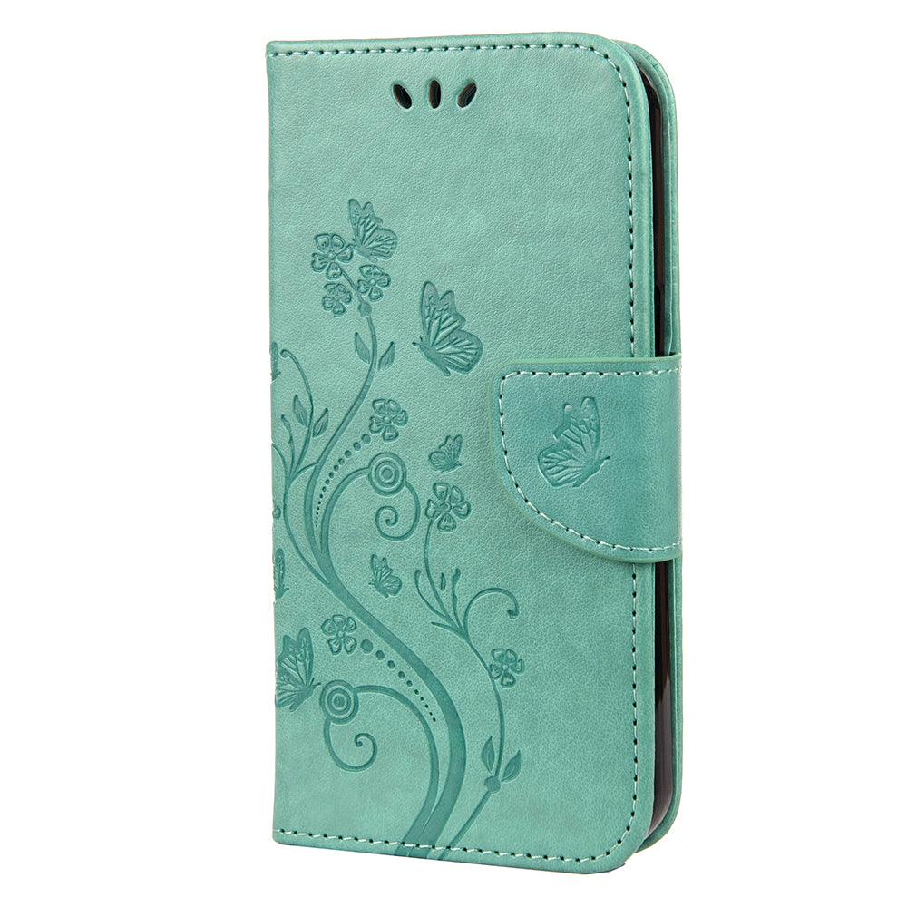 All-round protective Butterfly Flower Imprint Leather Wallet Phone Stand Case for iPhone 13 Pro 6.1 inch