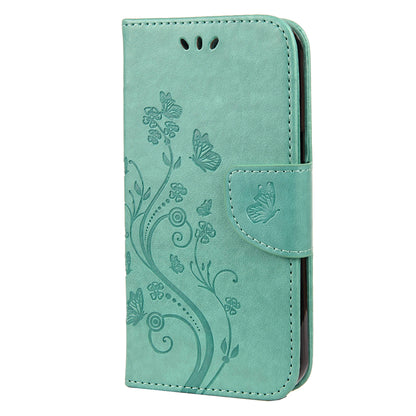 All-round protective Butterfly Flower Imprint Leather Wallet Phone Stand Case for iPhone 13 Pro 6.1 inch
