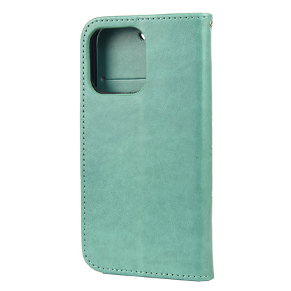 All-round protective Butterfly Flower Imprint Leather Wallet Phone Stand Case for iPhone 13 Pro 6.1 inch