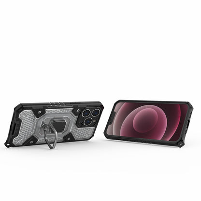 Well-protected PC+TPU Hybrid Case Magnetic Ring Kickstand Cover for iPhone 13 Pro Max 6.7 inch