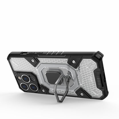 Well-protected PC+TPU Hybrid Case Magnetic Ring Kickstand Cover for iPhone 13 Pro Max 6.7 inch