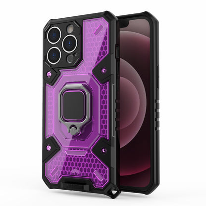 Well-protected PC+TPU Hybrid Case Magnetic Ring Kickstand Cover for iPhone 13 Pro Max 6.7 inch