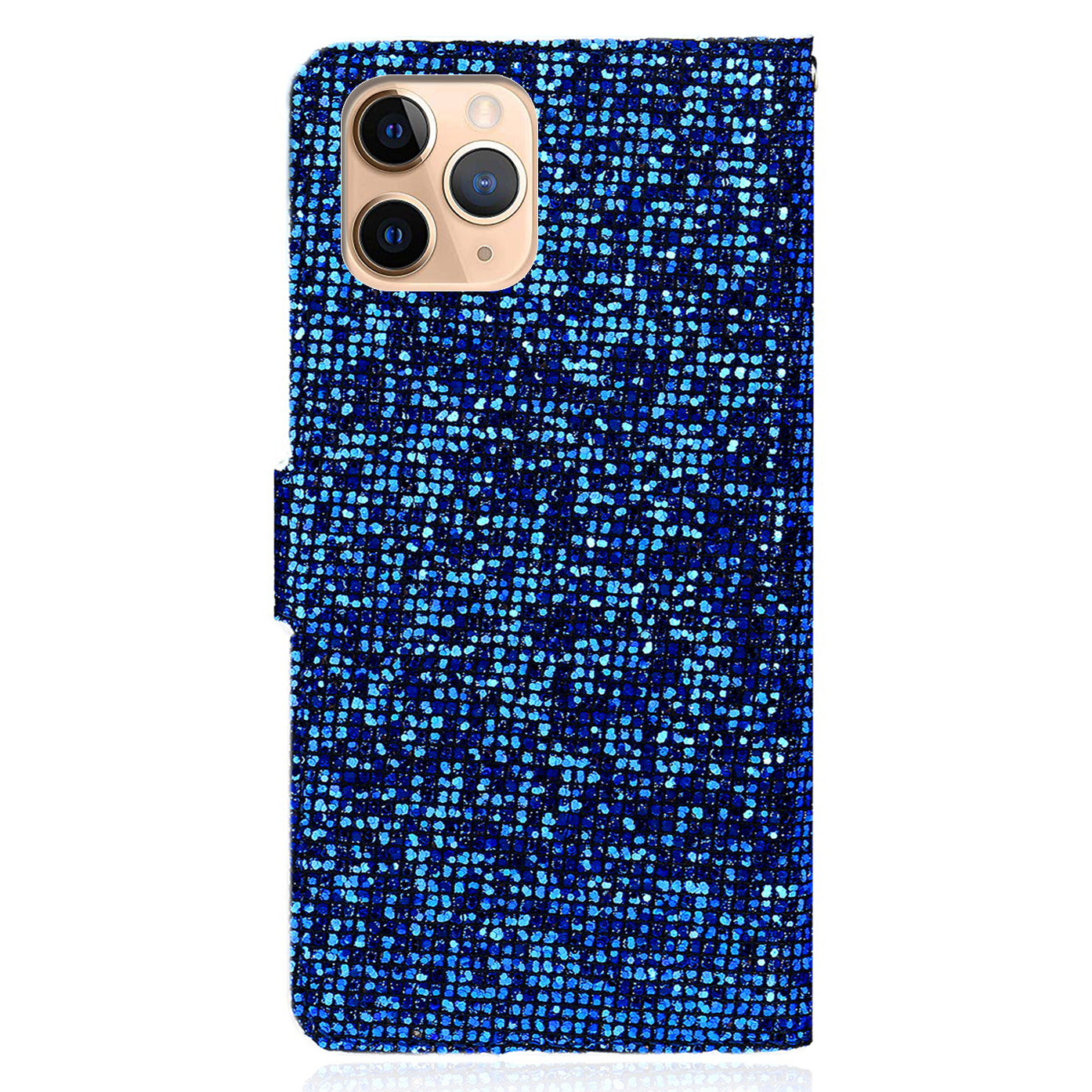 Well-protected Glittery Powder Leather Wallet Phone Stand Case with Strap for iPhone 13 Pro 6.1 inch