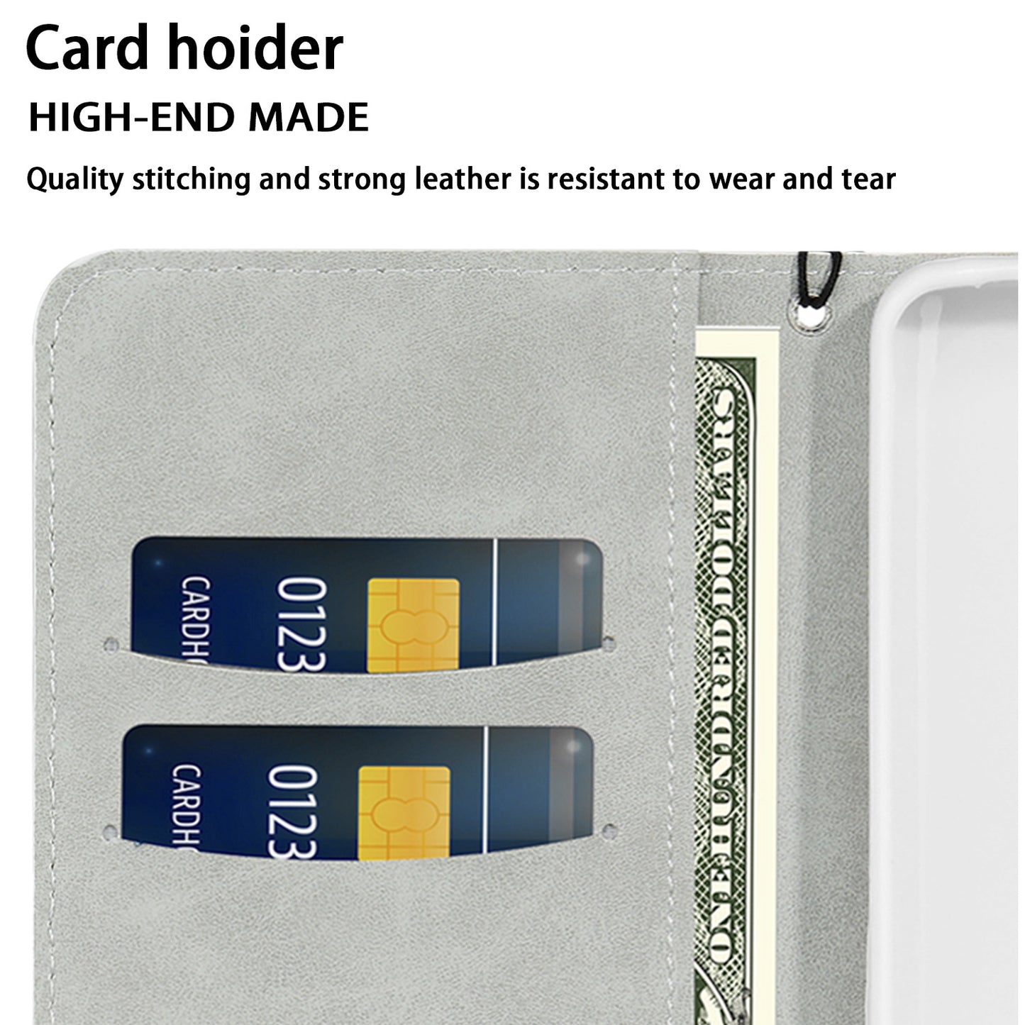 Well-protected Glittery Powder Leather Wallet Phone Stand Case with Strap for iPhone 13 Pro 6.1 inch