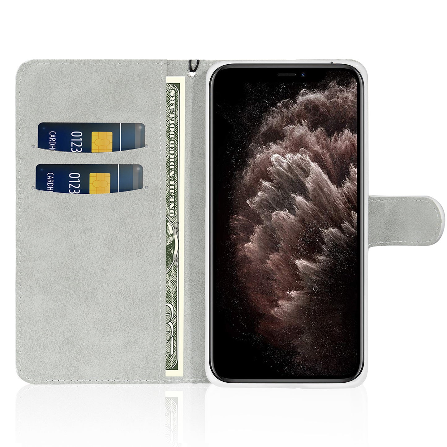 Glittery Powder Leather Wallet Phone Protective Case with Stand and Strap for iPhone 13 Pro Max 6.7 inch