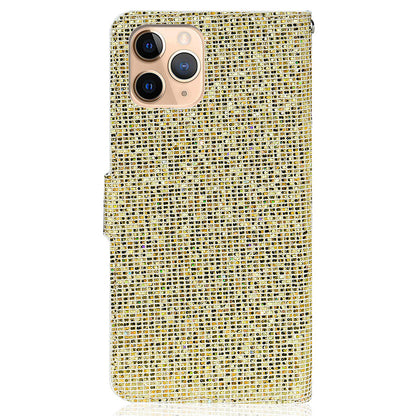 Glittery Powder Leather Wallet Phone Protective Case with Stand and Strap for iPhone 13 Pro Max 6.7 inch