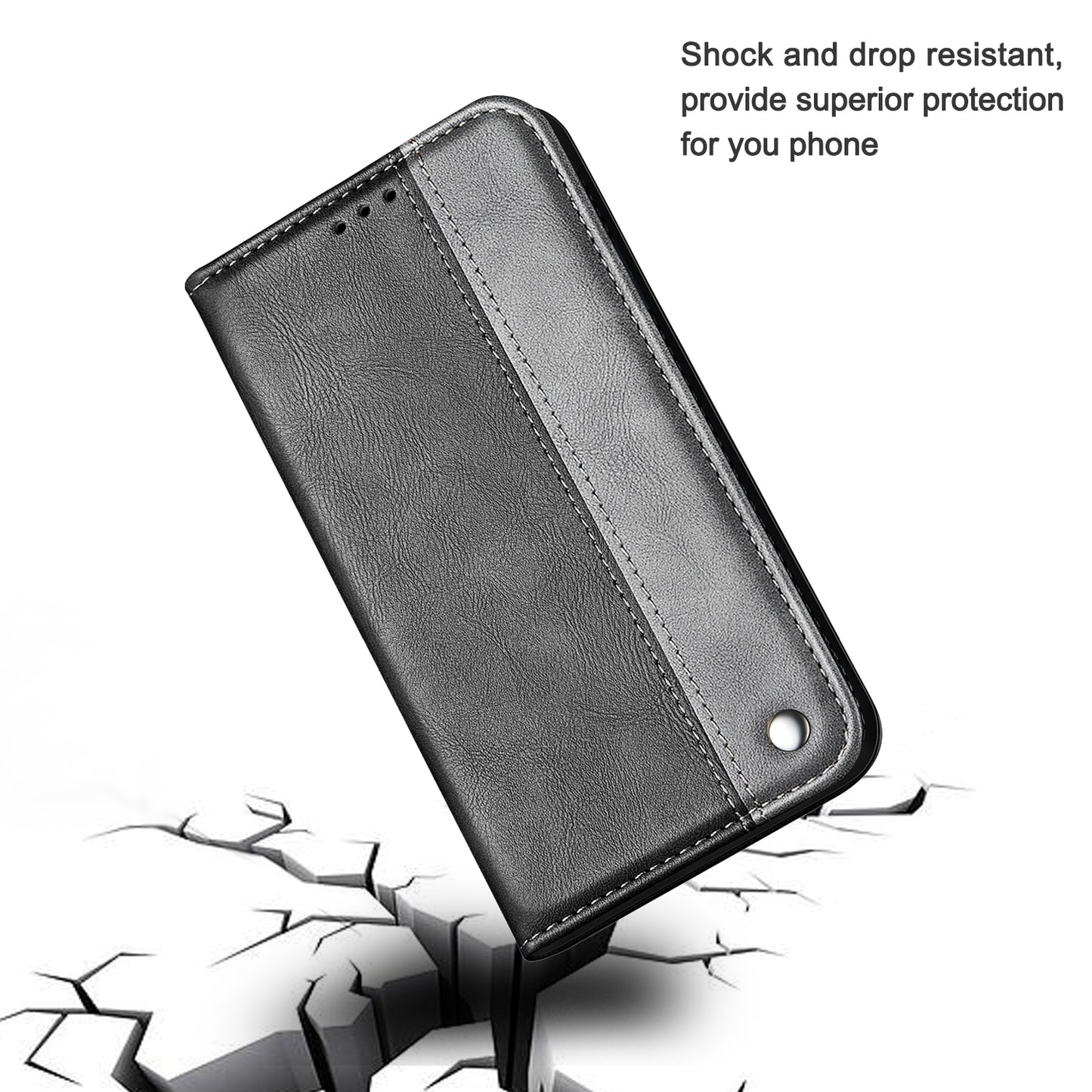 Color Splicing Business Style Leather Phone Case for iPhone 13 Pro Max 6.7 inch