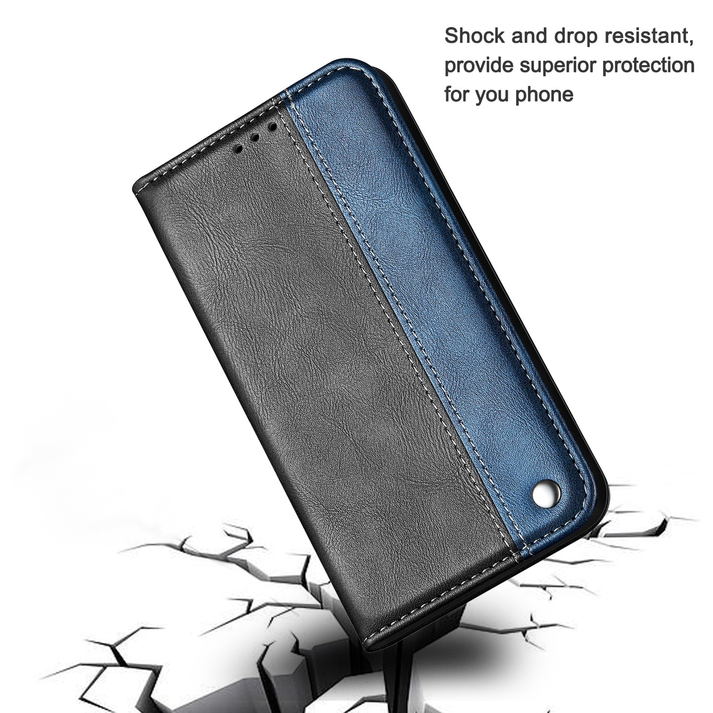 Color Splicing Business Style Leather Phone Case for iPhone 13 Pro Max 6.7 inch