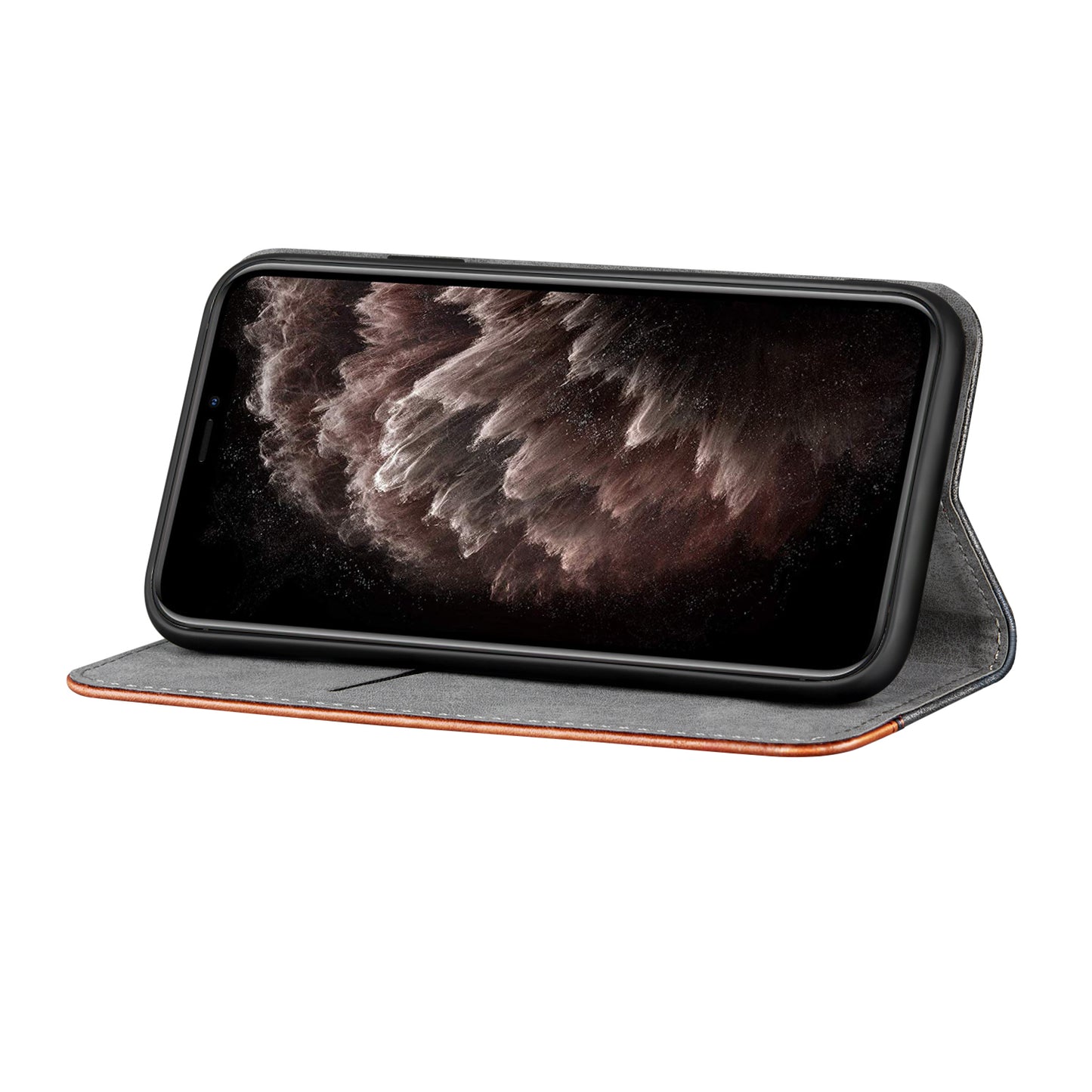 Color Splicing Business Style Leather Phone Case for iPhone 13 Pro Max 6.7 inch