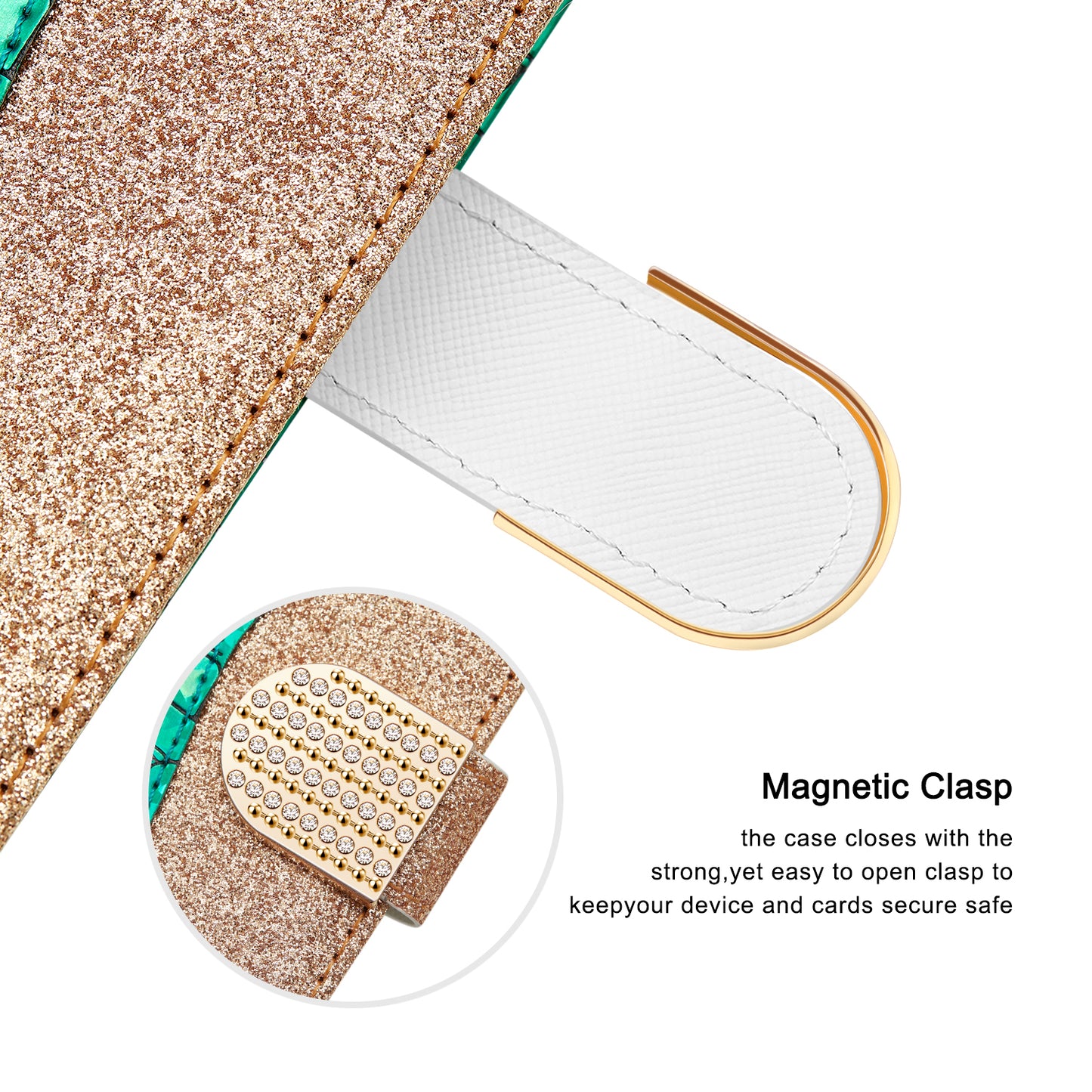Full Protective Crocodile Texture Glittery Powder Splicing Leather Wallet Case for iPhone 13 Pro 6.1 inch
