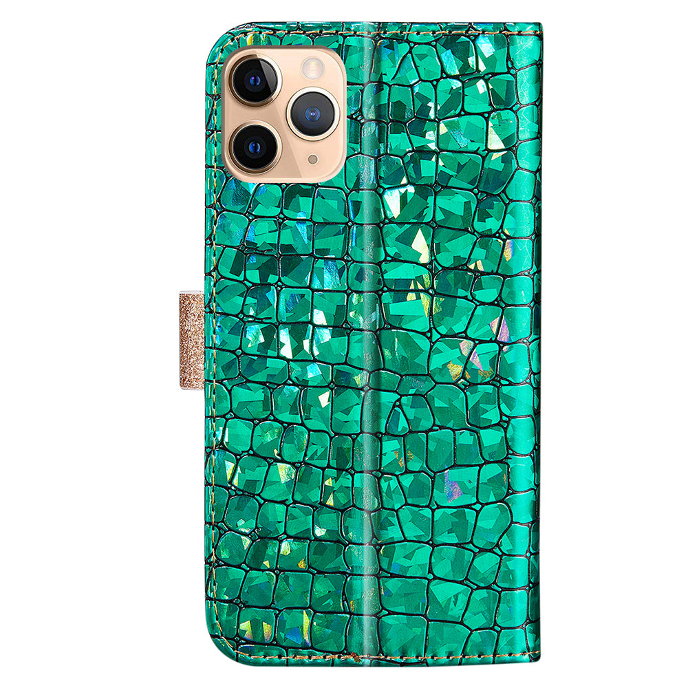 Full Protective Crocodile Texture Glittery Powder Splicing Leather Wallet Case for iPhone 13 Pro 6.1 inch