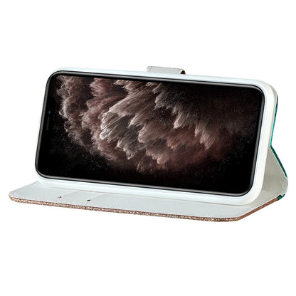 Full Protective Crocodile Texture Glittery Powder Splicing Leather Wallet Case for iPhone 13 Pro 6.1 inch
