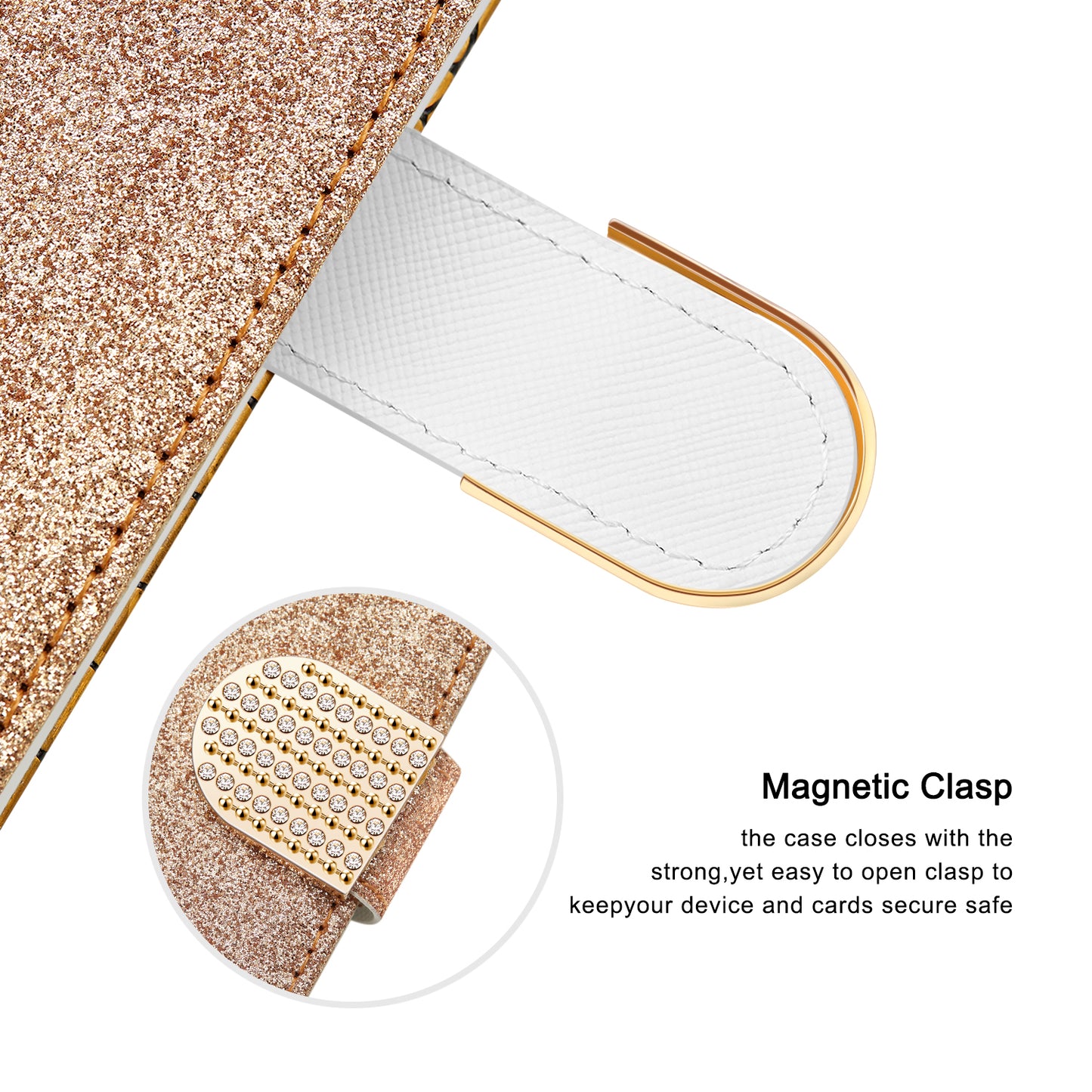 Full Protective Crocodile Texture Glittery Powder Splicing Leather Wallet Case for iPhone 13 Pro 6.1 inch