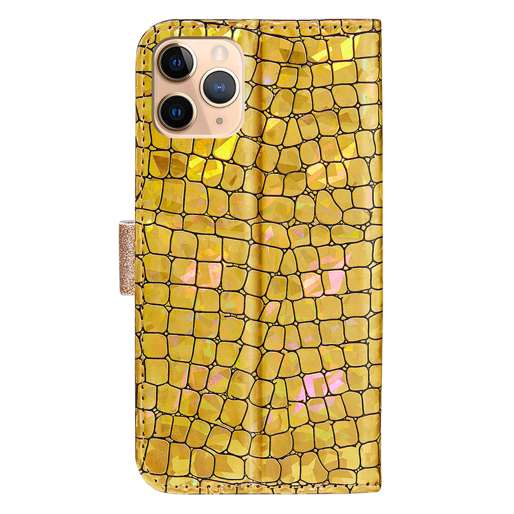 Full Protective Crocodile Texture Glittery Powder Splicing Leather Wallet Case for iPhone 13 Pro 6.1 inch