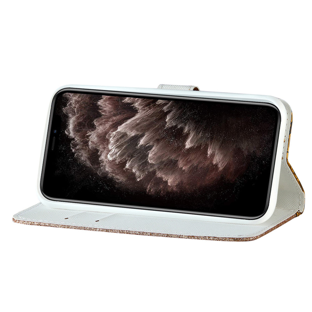Full Protective Crocodile Texture Glittery Powder Splicing Leather Wallet Case for iPhone 13 Pro 6.1 inch