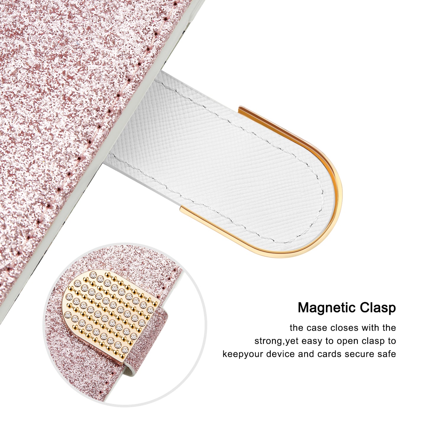 Full Protective Crocodile Texture Glittery Powder Splicing Leather Wallet Case for iPhone 13 Pro 6.1 inch