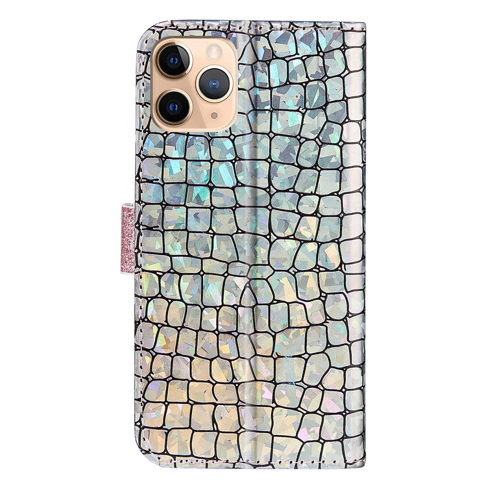 Full Protective Crocodile Texture Glittery Powder Splicing Leather Wallet Case for iPhone 13 Pro 6.1 inch