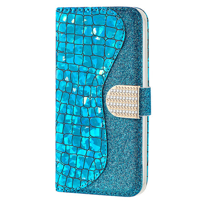 Full Protective Crocodile Texture Glittery Powder Splicing Leather Wallet Case for iPhone 13 Pro 6.1 inch