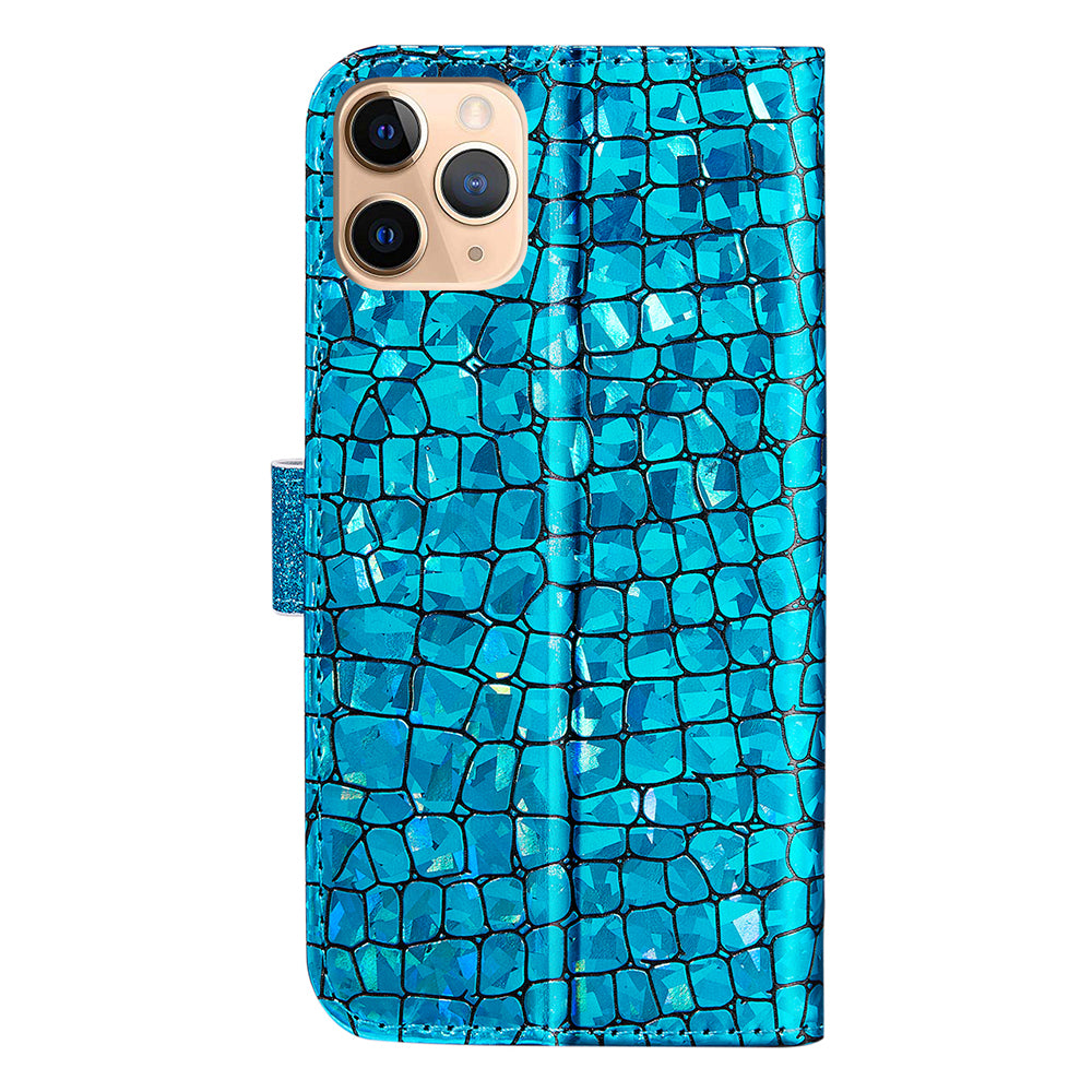 Full Protective Crocodile Texture Glittery Powder Splicing Leather Wallet Case for iPhone 13 Pro 6.1 inch