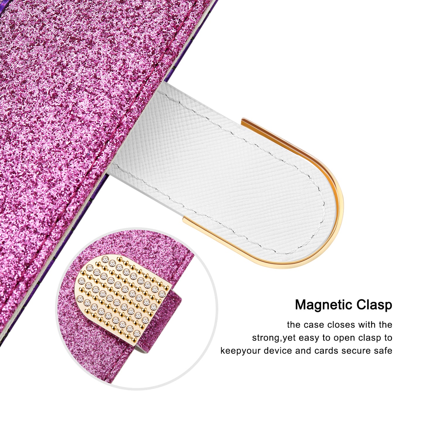 Full Protective Crocodile Texture Glittery Powder Splicing Leather Wallet Case for iPhone 13 Pro 6.1 inch
