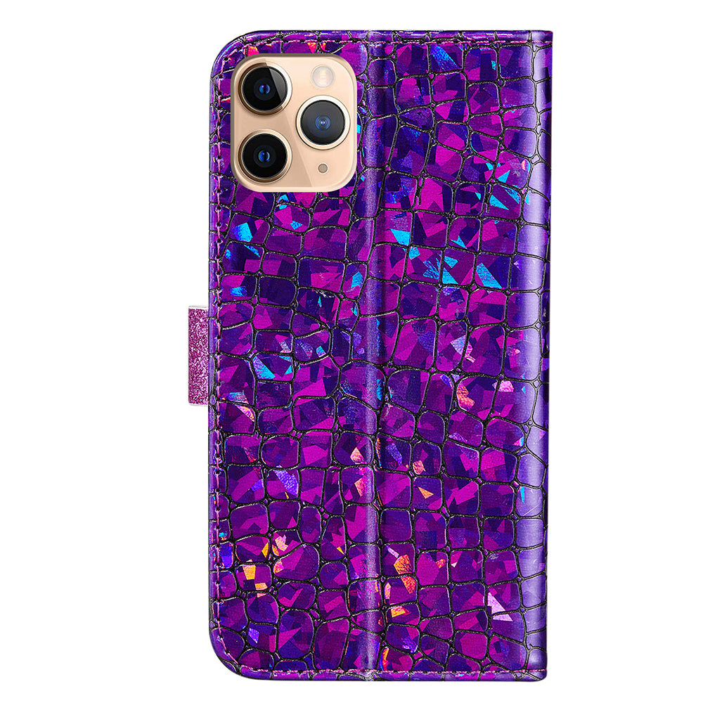 Full Protective Crocodile Texture Glittery Powder Splicing Leather Wallet Case for iPhone 13 Pro 6.1 inch