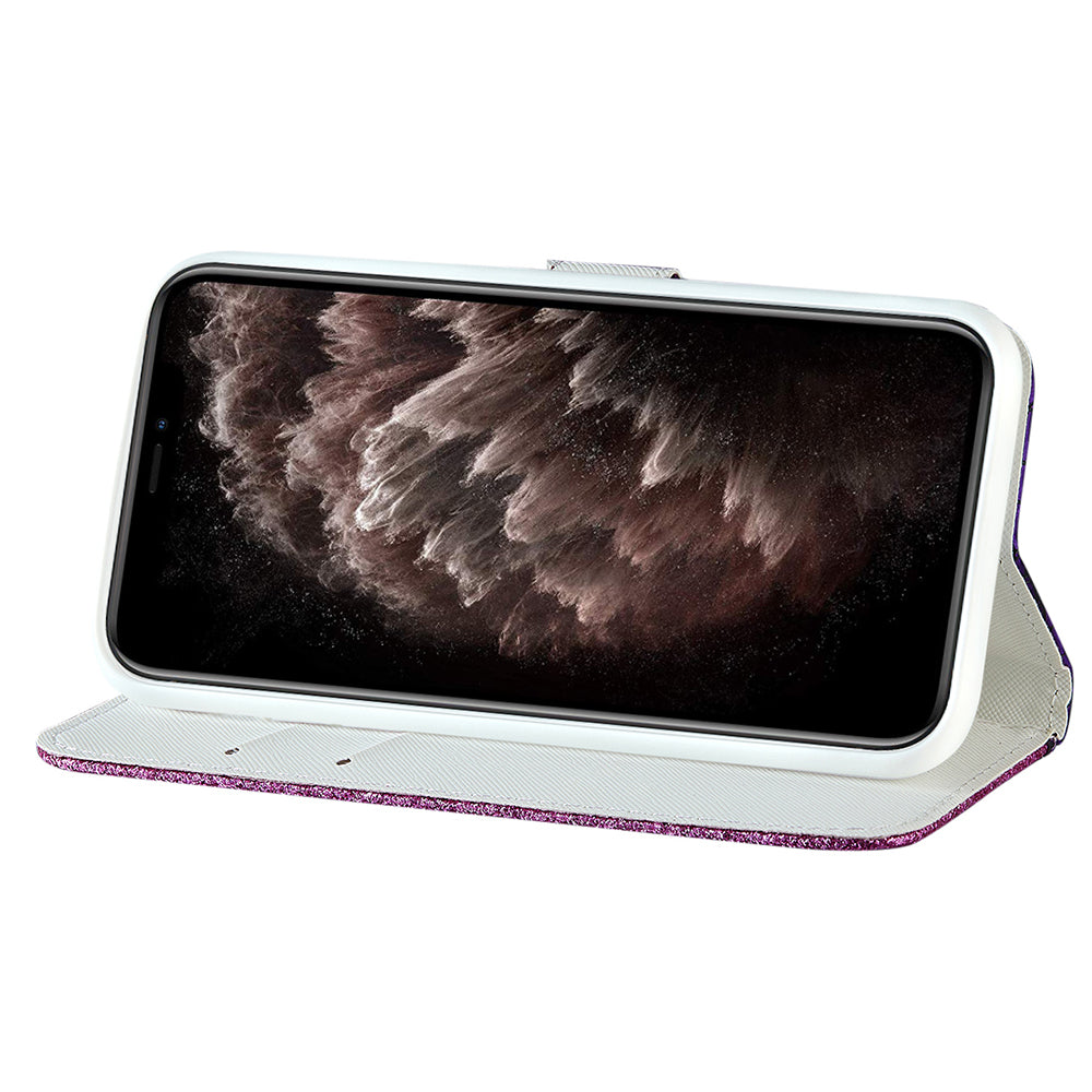 Full Protective Crocodile Texture Glittery Powder Splicing Leather Wallet Case for iPhone 13 Pro 6.1 inch