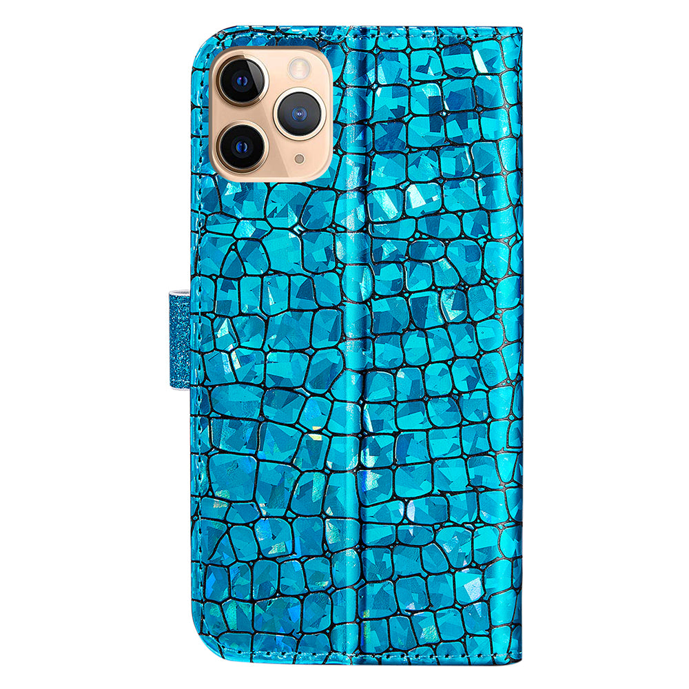 Crocodile Texture Glittery Powder Splicing Leather Wallet Case for iPhone 13 Pro Max 6.7 inch
