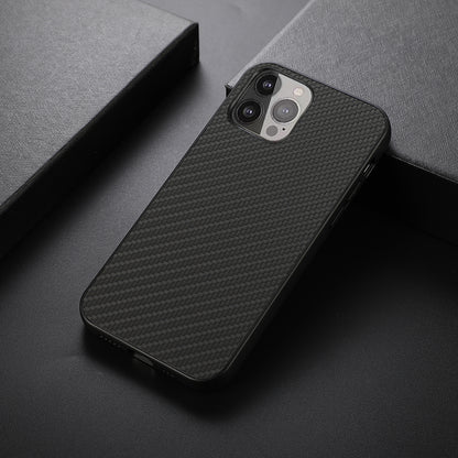 Carbon Fiber Texture Leather Phone Back Cover for iPhone 13 Pro Max 6.7 inch
