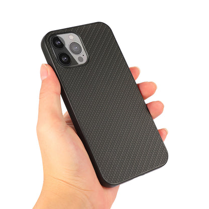 Carbon Fiber Texture Leather Phone Back Cover for iPhone 13 Pro Max 6.7 inch
