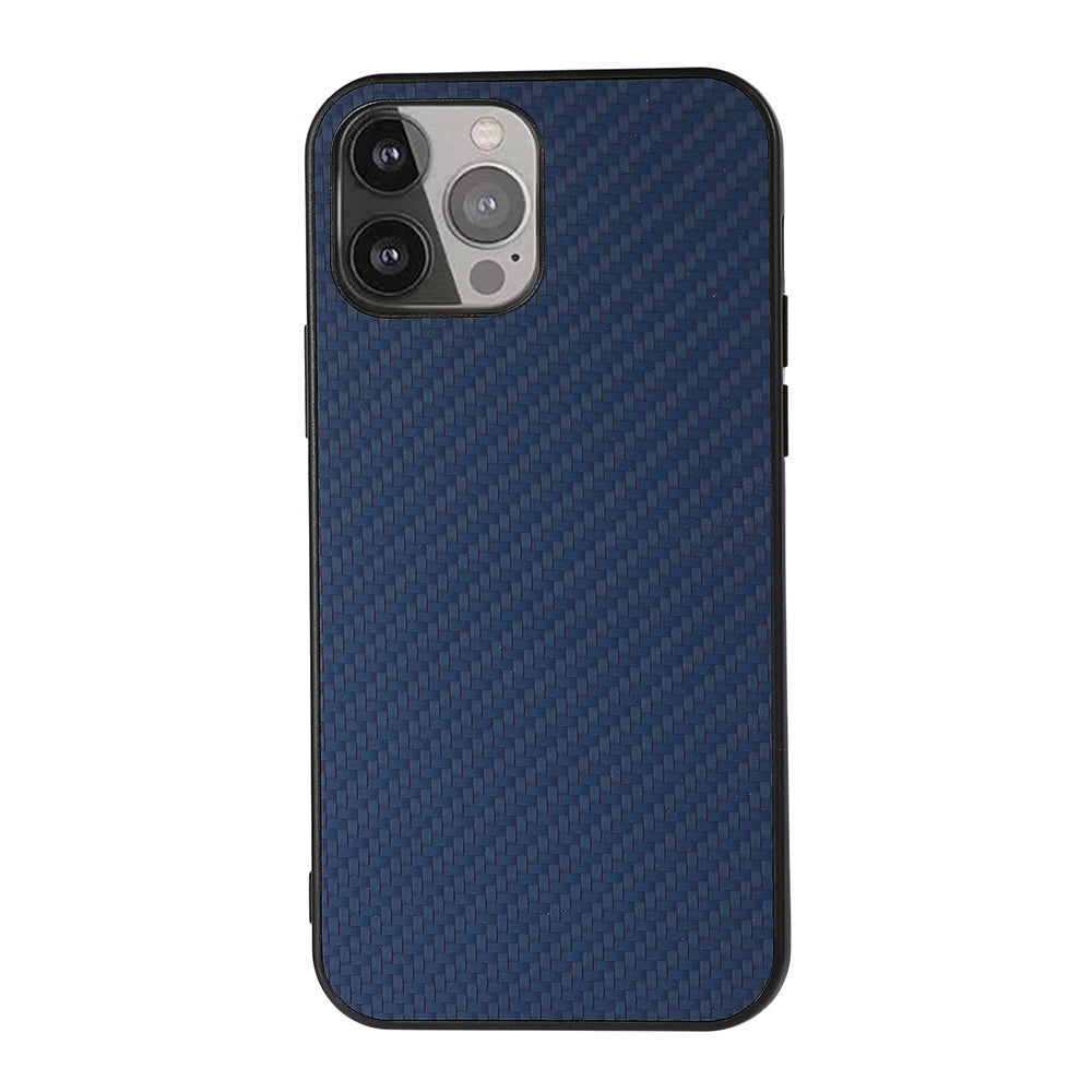 Carbon Fiber Texture Leather Phone Back Cover for iPhone 13 Pro Max 6.7 inch