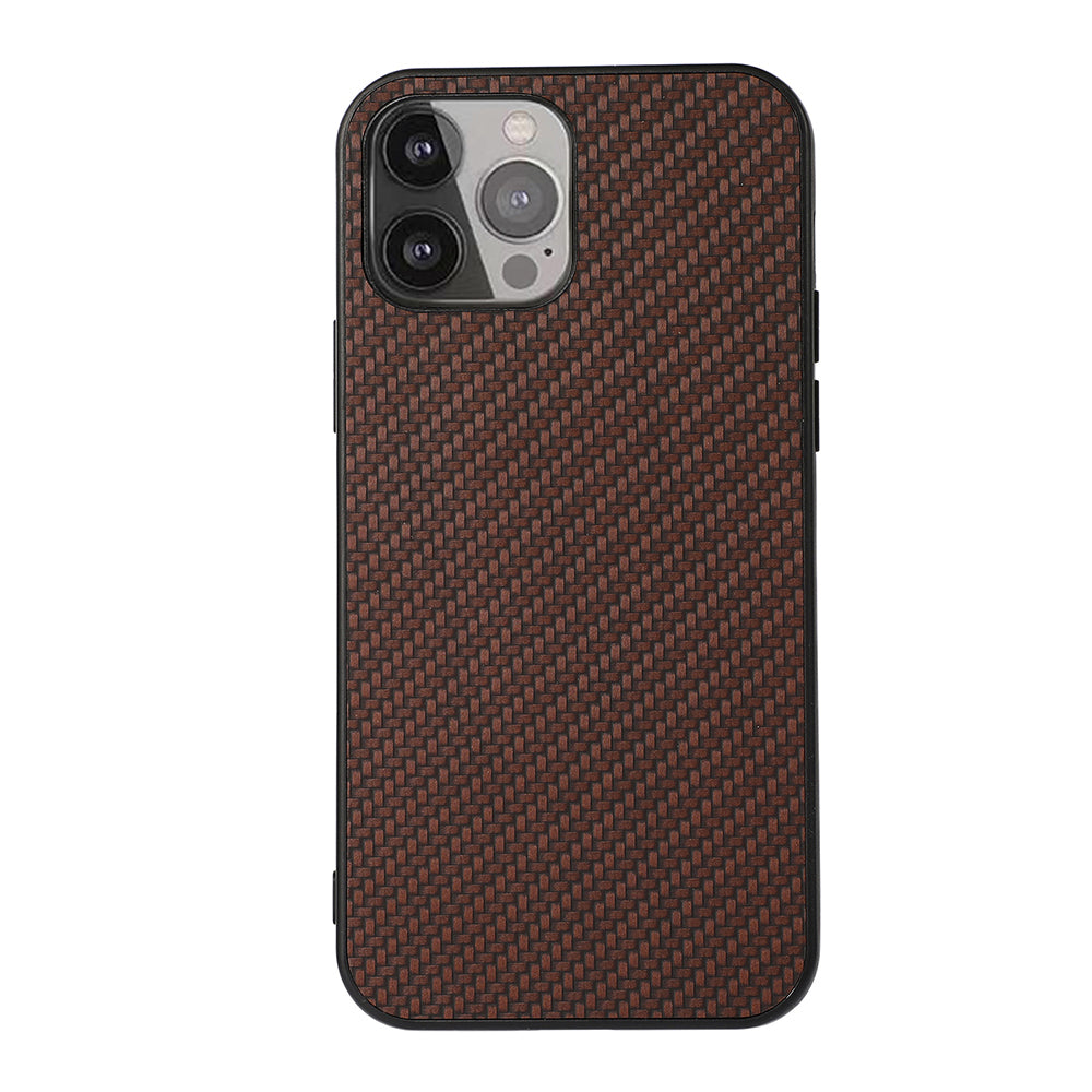 Carbon Fiber Texture Leather Phone Back Cover for iPhone 13 Pro Max 6.7 inch