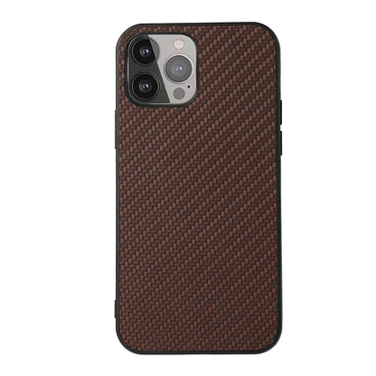 Carbon Fiber Texture Leather Phone Back Cover for iPhone 13 Pro Max 6.7 inch