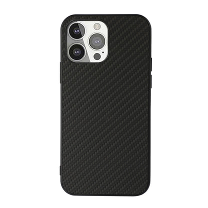 Full Protective Carbon Fiber Texture Leather Phone Back Cover for iPhone 13 Pro 6.1 inch