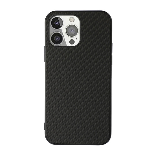 Full Protective Carbon Fiber Texture Leather Phone Back Cover for iPhone 13 Pro 6.1 inch