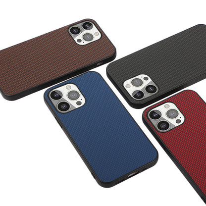 Full Protective Carbon Fiber Texture Leather Phone Back Cover for iPhone 13 Pro 6.1 inch